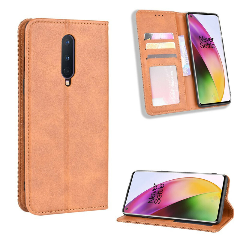 Flip Cover OnePlus 8 Effet Cuir Vintage Stylisé