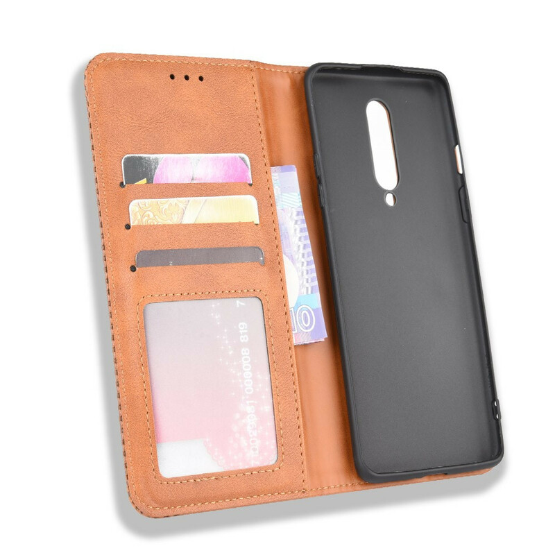 Flip Cover OnePlus 8 Effet Cuir Vintage Stylisé