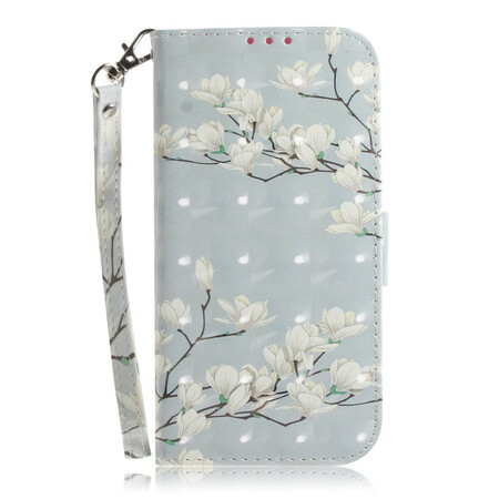 Housse Sony Xperia L4 Branche en Fleurs à Lanière