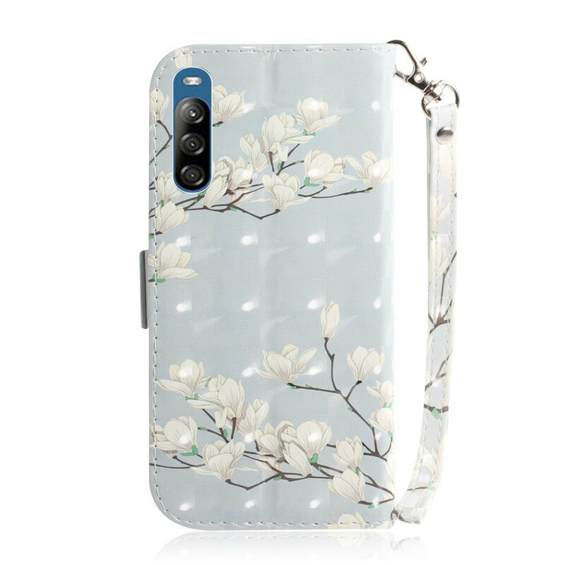 Housse Sony Xperia L4 Branche en Fleurs à Lanière Housse Sony Xperia L4 Branche en Fleurs à Lanière