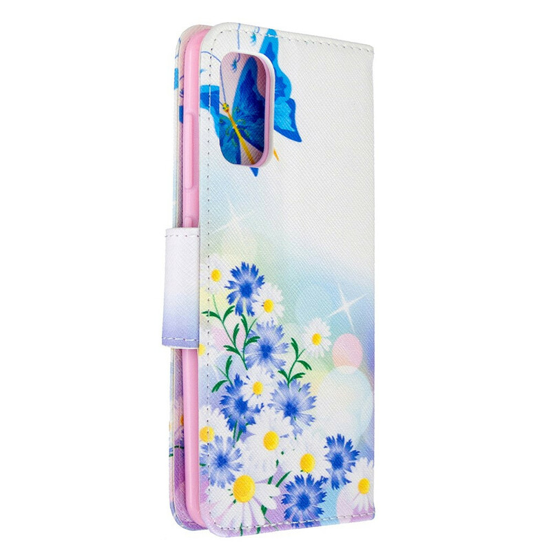 Housse Samsung Galaxy A41 Papillons et Fleurs Peints