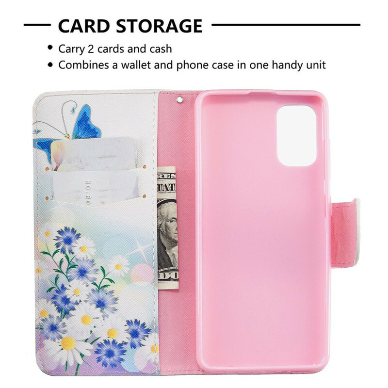 Housse Samsung Galaxy A41 Papillons et Fleurs Peints