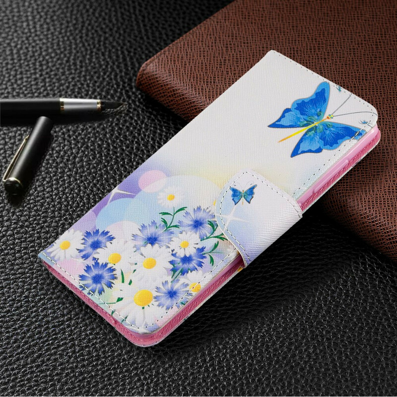 Housse Samsung Galaxy A41 Papillons et Fleurs Peints
