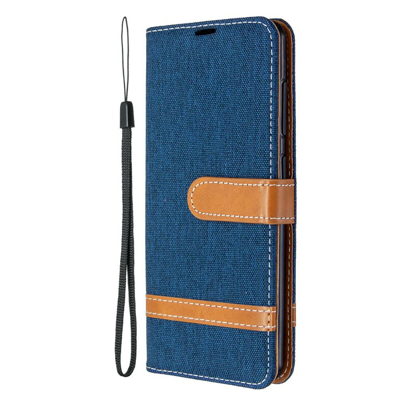 Housse Samsung Galaxy A41 Tissu et Effet Cuir à Lanière Housse Samsung Galaxy A41 Tissu et Effet Cuir à Lanière