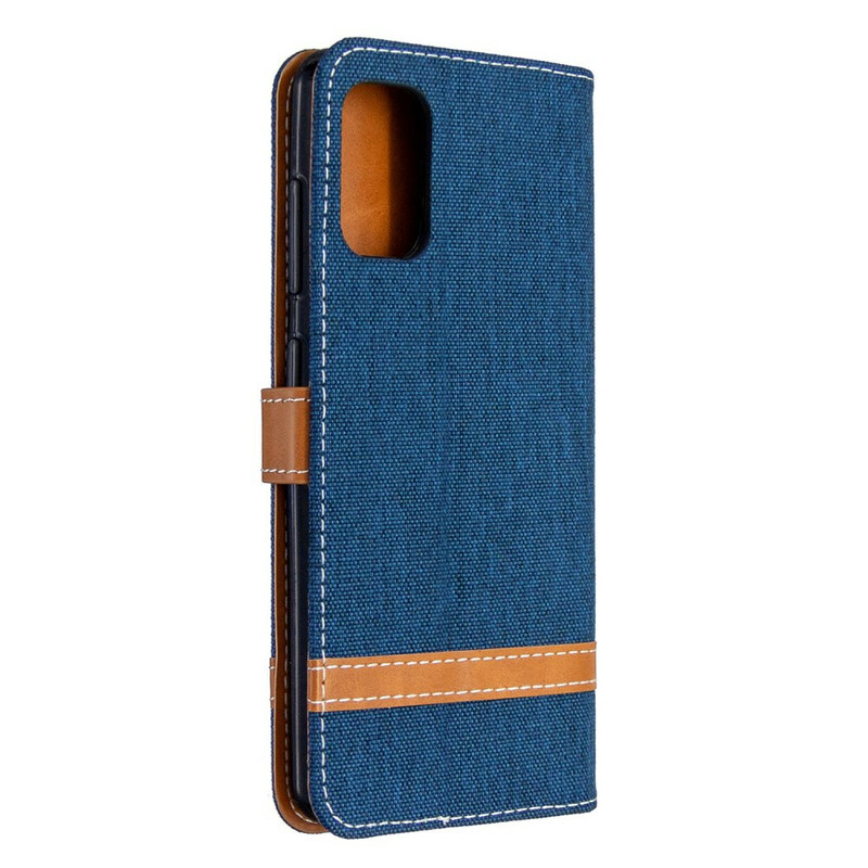 Housse Samsung Galaxy A41 Tissu et Effet Cuir à Lanière Housse Samsung Galaxy A41 Tissu et Effet Cuir à Lanière
