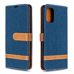 Housse Samsung Galaxy A41 Tissu et Effet Cuir à Lanière Housse Samsung Galaxy A41 Tissu et Effet Cuir à Lanière