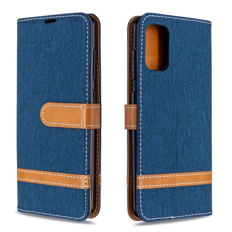 Housse Samsung Galaxy A41 Tissu et Effet Cuir à Lanière Housse Samsung Galaxy A41 Tissu et Effet Cuir à Lanière
