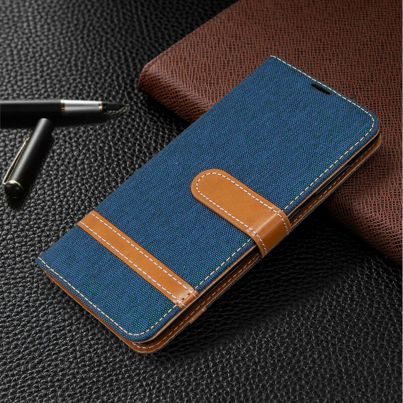 Housse Samsung Galaxy A41 Tissu et Effet Cuir à Lanière Housse Samsung Galaxy A41 Tissu et Effet Cuir à Lanière