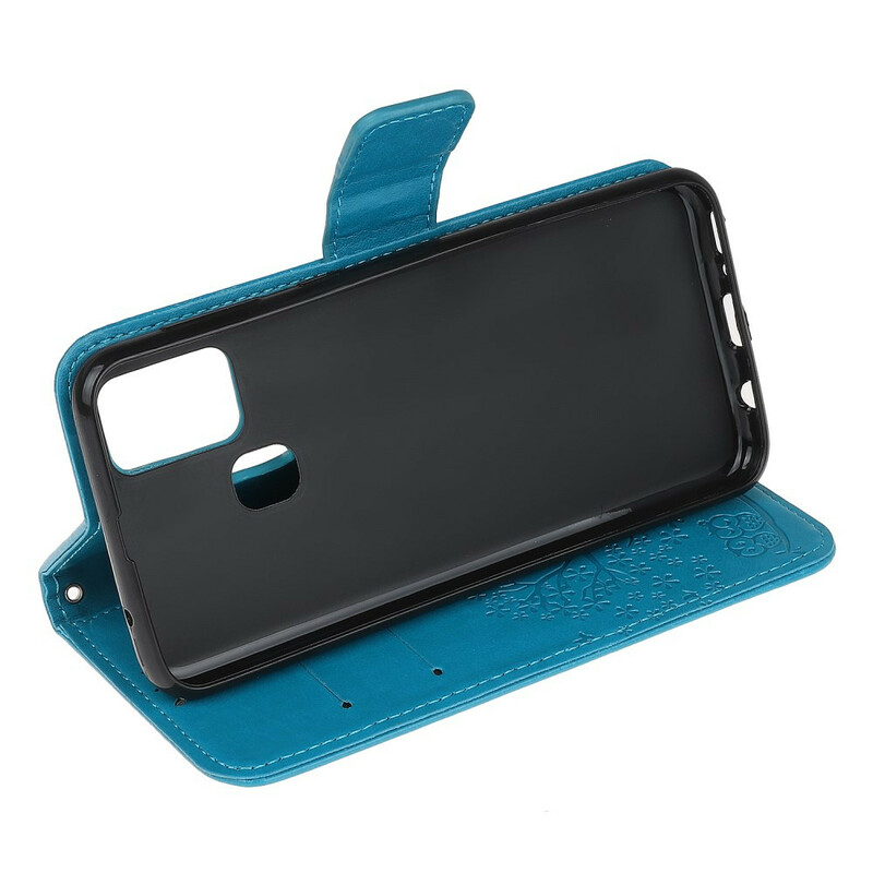 Housse Samsung Galaxy A21s Arbre et Hiboux à Lanière