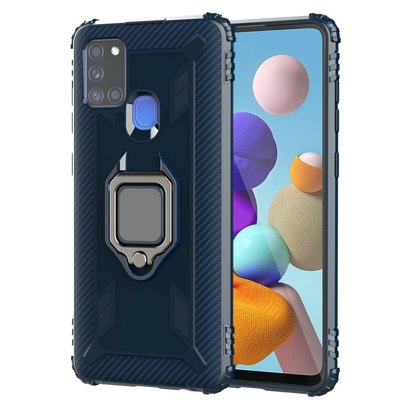 Coque Samsung Galaxy A21s Ring et Fibre Carbone Coque Samsung Galaxy A21s Ring et Fibre Carbone
