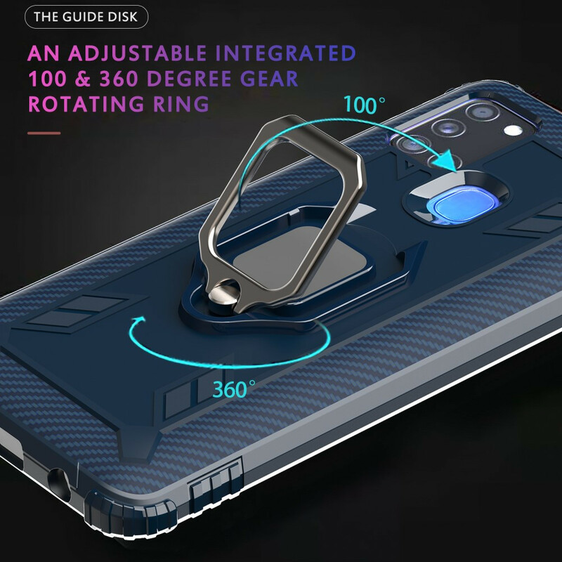 Coque Samsung Galaxy A21s Ring et Fibre Carbone Coque Samsung Galaxy A21s Ring et Fibre Carbone