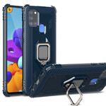 Coque Samsung Galaxy A21s Ring et Fibre Carbone Coque Samsung Galaxy A21s Ring et Fibre Carbone