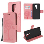 Housse Xiaomi Redmi 9 Arbre et Hiboux à Lanière