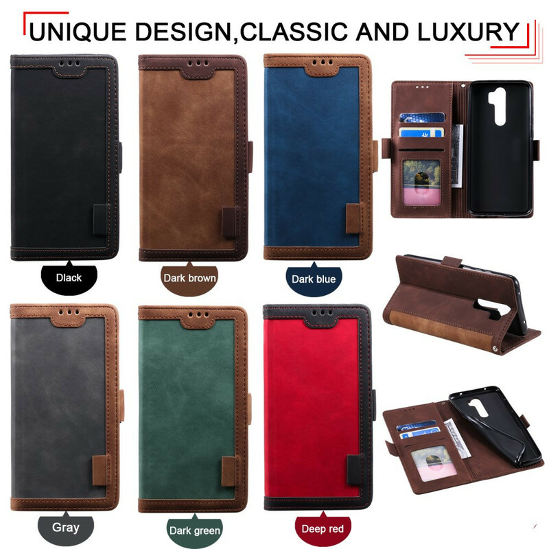 Housse Xaiomi Redmi 9 Simili Cuir Bicolore Contours Renforcés