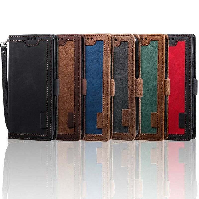 Housse Xaiomi Redmi 9 Simili Cuir Bicolore Contours Renforcés