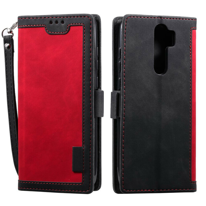 Housse Xaiomi Redmi 9 Simili Cuir Bicolore Contours Renforcés