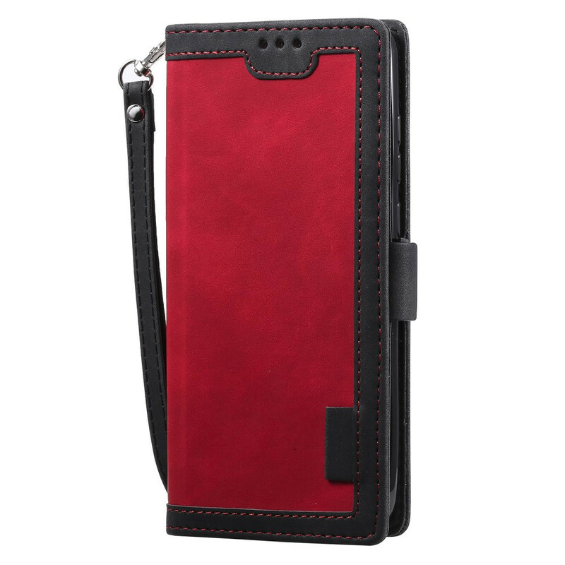 Housse Xaiomi Redmi 9 Simili Cuir Bicolore Contours Renforcés
