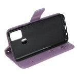 Housse Samsung Galaxy M21 Papillons Et Fleurs À Lanière