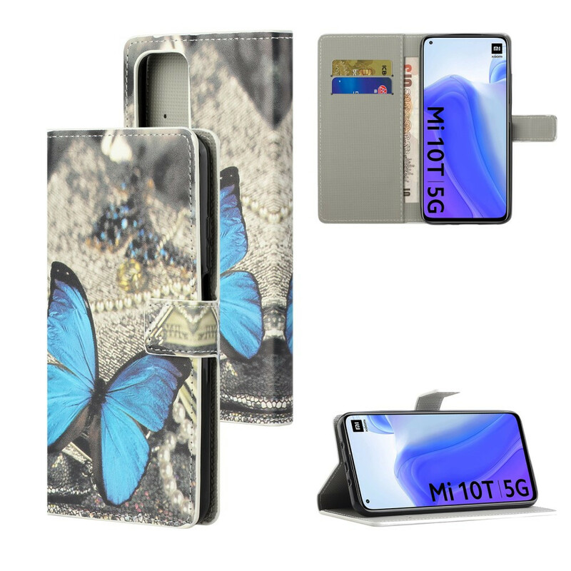 Housse Xiaomi Mi 10T / 10T Pro Papillon Bleu Housse Xiaomi Mi 10T / 10T Pro Papillon Bleu