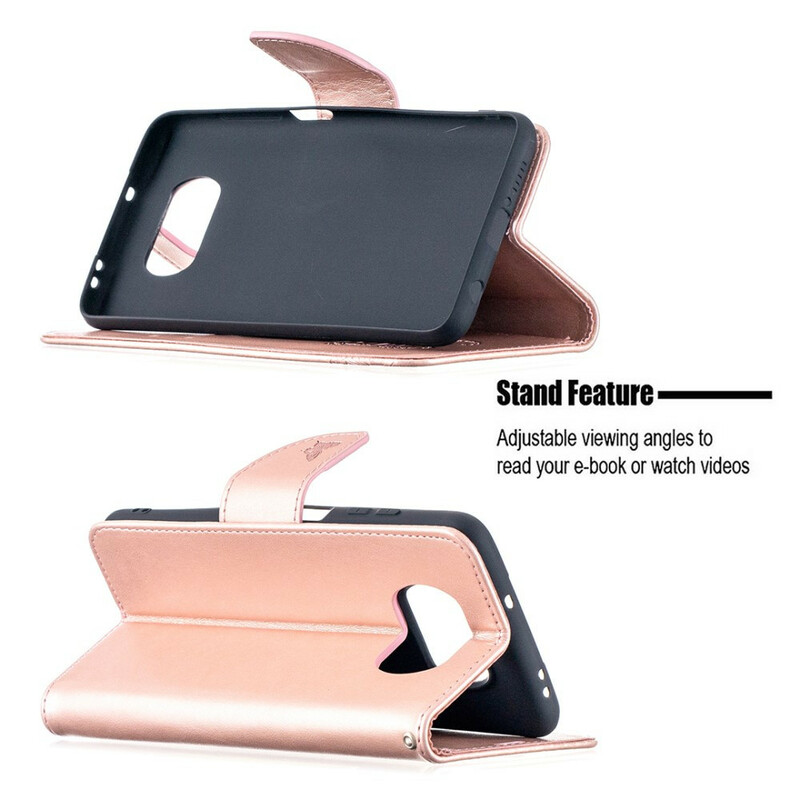 Housse Xiaomi Poco X3 Papillons Imprimés à Lanière