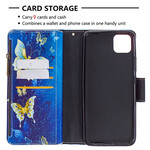 Housse Realme C11 Poche Zippée Papillons Dorés