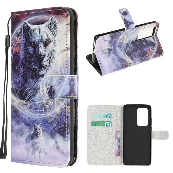 Housse Xiaomi Mi 10T / 10T Pro Loup en Hiver avec Lanière