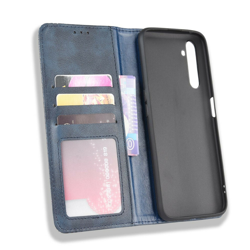 Flip Cover Realme X50 Pro Effet Cuir Vintage Stylisé