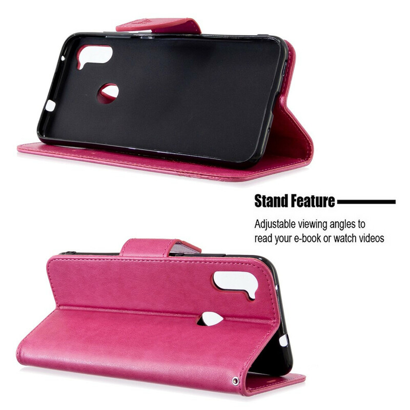 Housse Samsung Galaxy M11 Les Papillons en Vol avec Lanière