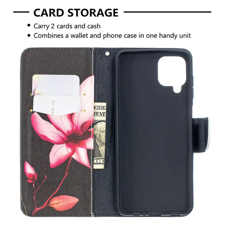 Housse Samsung Galaxy A12 Fleur Rose Housse Samsung Galaxy A12 Fleur Rose