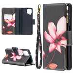 Housse Samsung Galaxy A12 Poche Zippée Fleur Housse Samsung Galaxy A12 Poche Zippée Fleur