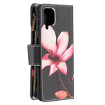 Housse Samsung Galaxy A12 Poche Zippée Fleur Housse Samsung Galaxy A12 Poche Zippée Fleur