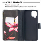 Housse Samsung Galaxy A12 Poche Zippée Fleur Housse Samsung Galaxy A12 Poche Zippée Fleur