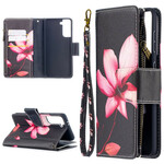 Housse Samsung Galaxy S21 5G Poche Zippée Fleur Housse Samsung Galaxy S21 5G Poche Zippée Fleur