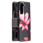 Housse Samsung Galaxy S21 5G Poche Zippée Fleur Housse Samsung Galaxy S21 5G Poche Zippée Fleur