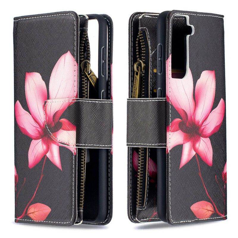 Housse Samsung Galaxy S21 5G Poche Zippée Fleur Housse Samsung Galaxy S21 5G Poche Zippée Fleur