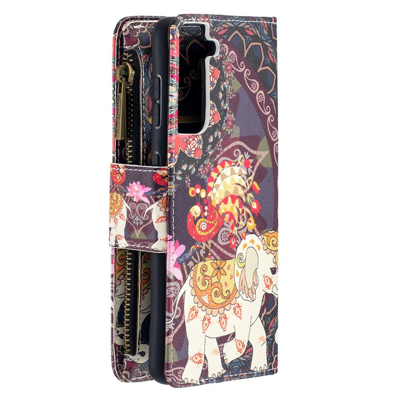 Housse Samsung Galaxy S21 5G Poche Zippée Éléphant Housse Samsung Galaxy S21 5G Poche Zippée Éléphant