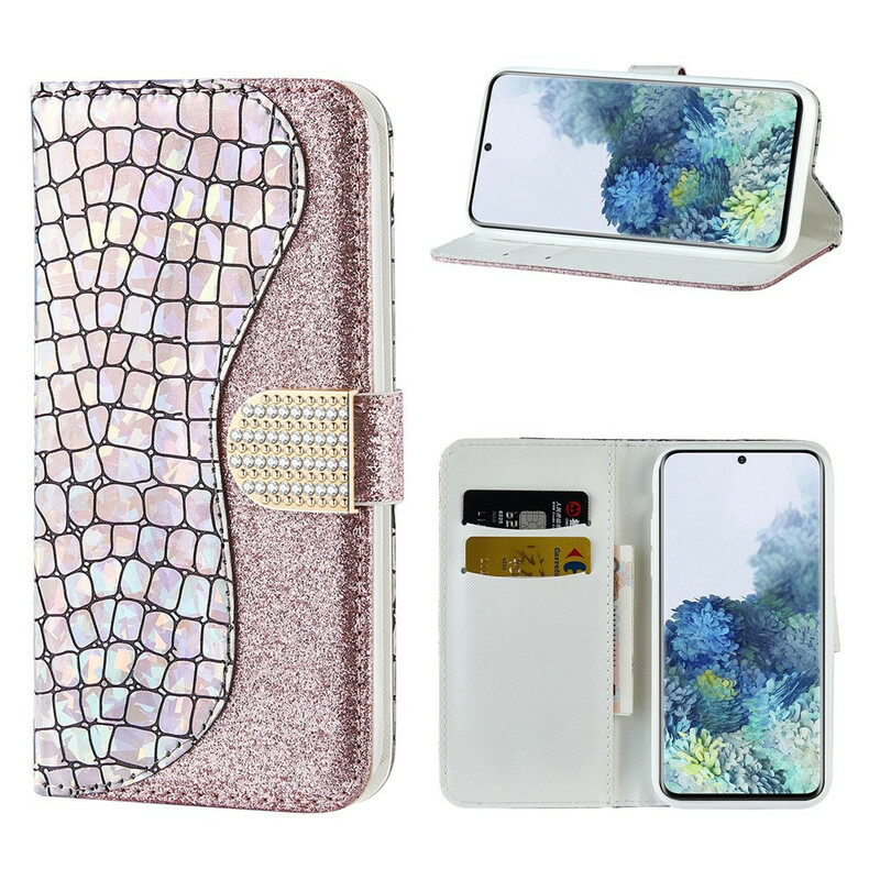 Housse Samsung Galaxy S21 5G Croco Diamants