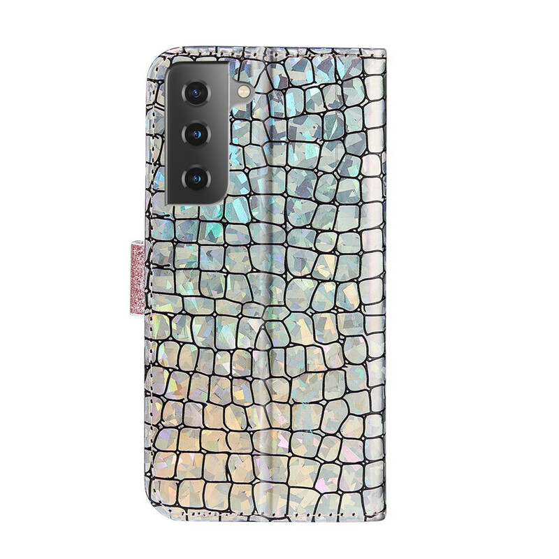 Housse Samsung Galaxy S21 5G Croco Diamants