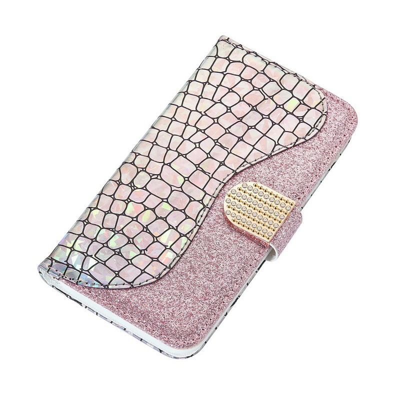 Housse Samsung Galaxy S21 5G Croco Diamants