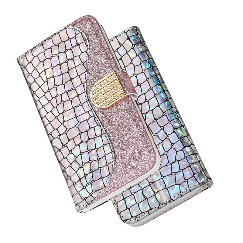 Housse Samsung Galaxy S21 5G Croco Diamants