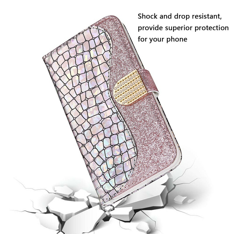 Housse Samsung Galaxy S21 5G Croco Diamants