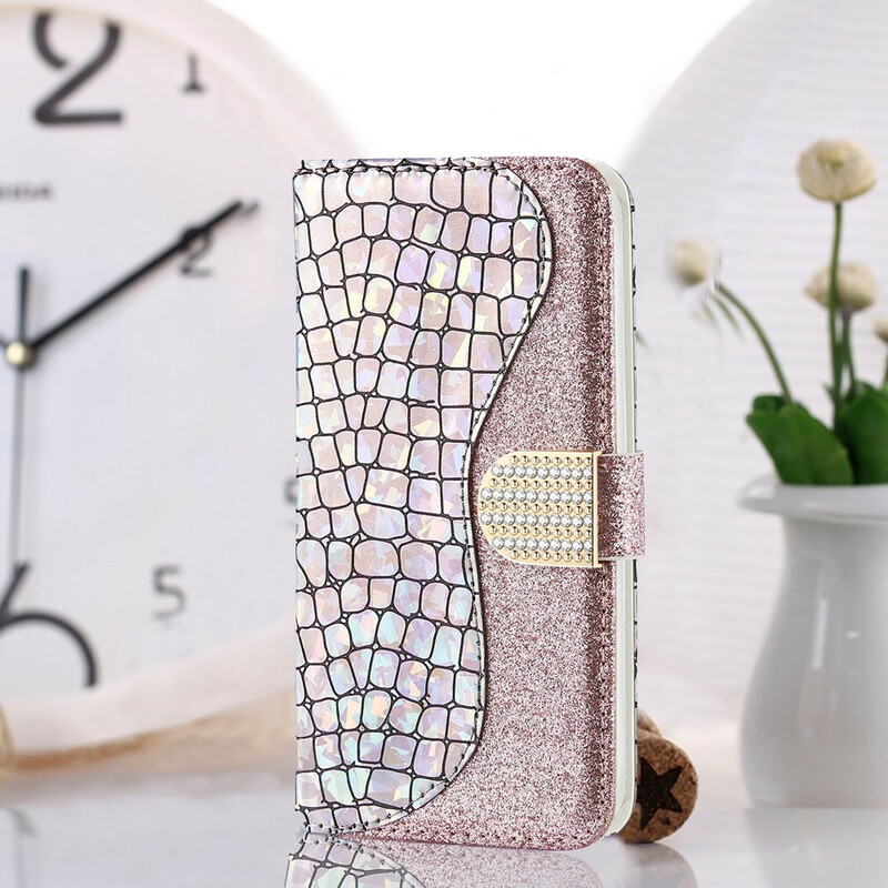 Housse Samsung Galaxy S21 5G Croco Diamants